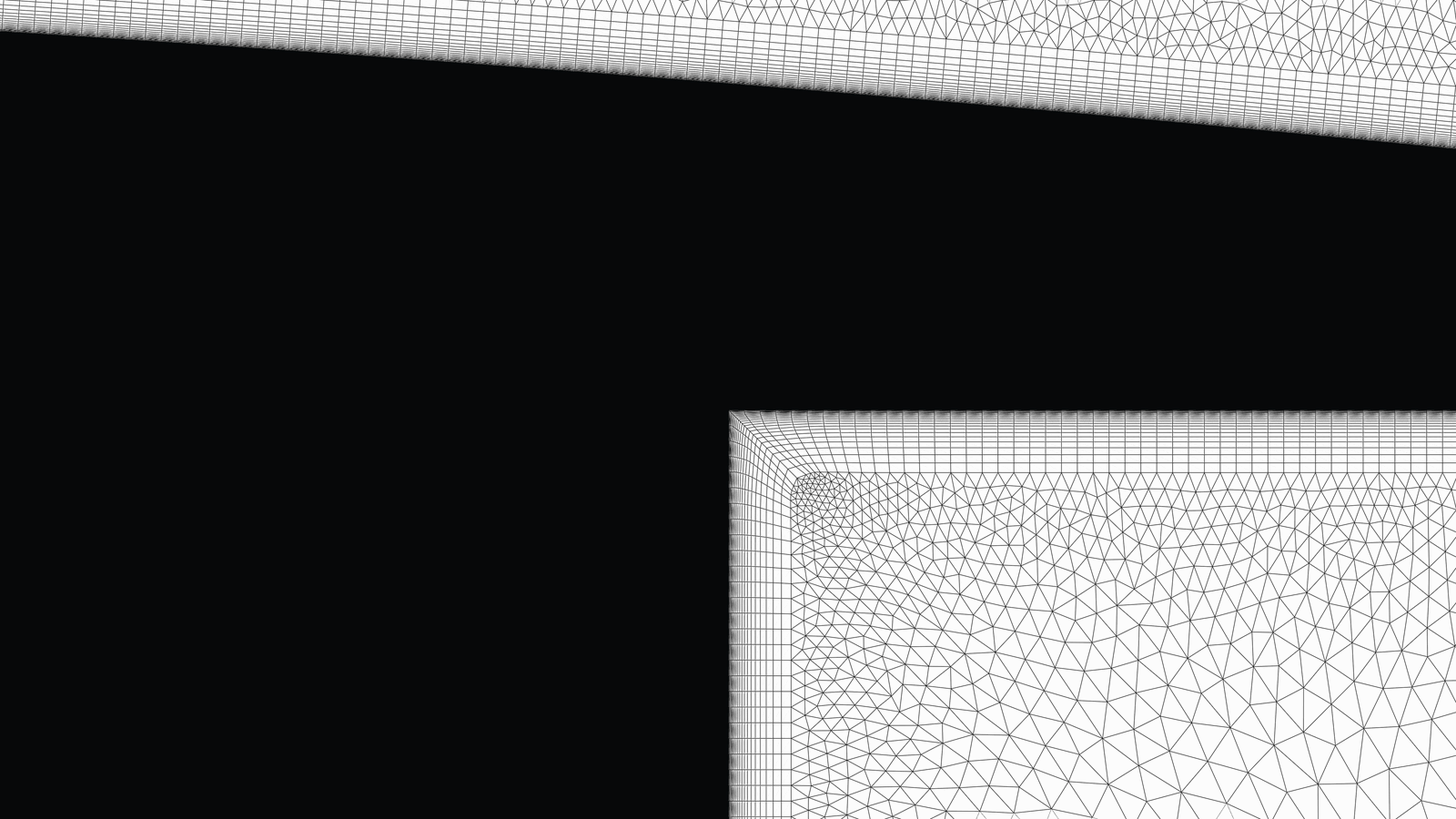 Mesh detail around the 90-degree corner of the main-element cove